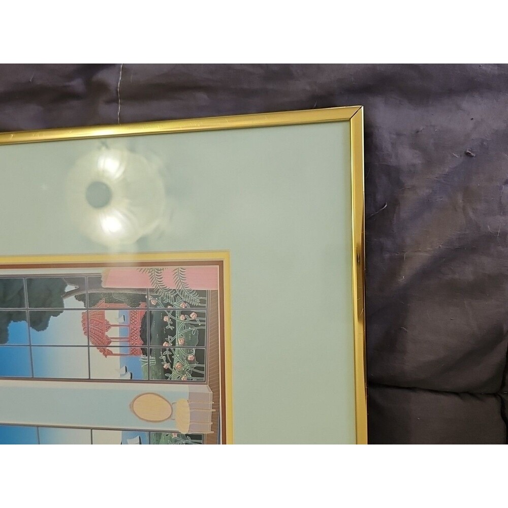 Thomas McKnight Chinese Gazebo Serigraph Beautifully Framed & Matted 14" X 13" - Picture 4 of 11